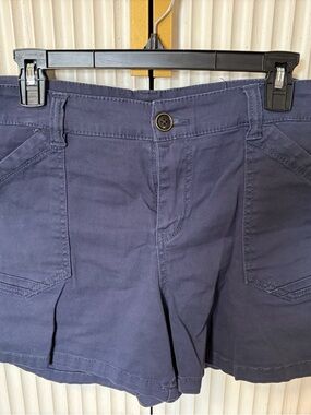 Women's Navy Cargo Shorts - Casual Pocket Front